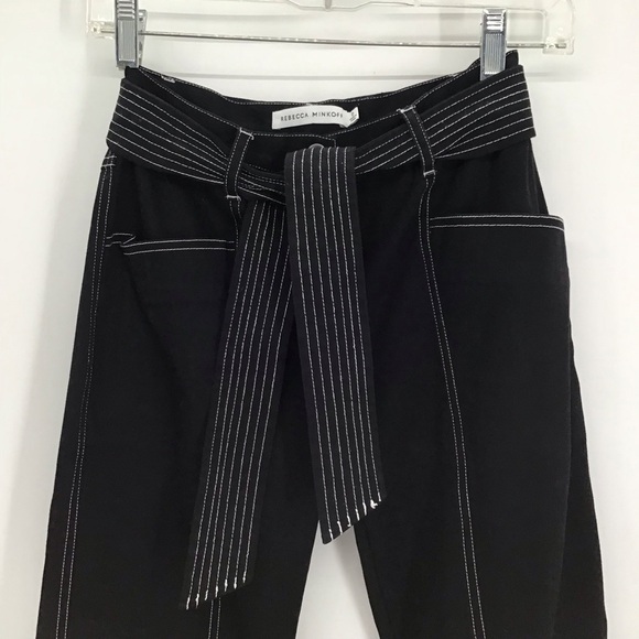 Rebecca Minkoff Rita Cargo High Waist Pants Casual Top Stitching Black Size 0 - Picture 8 of 9